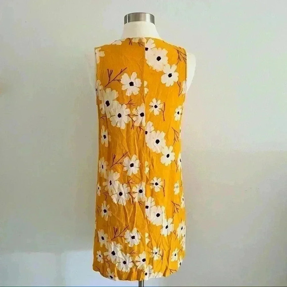 New Madewell Button Front Dress Floral Yellow XS - Picture 9 of 12